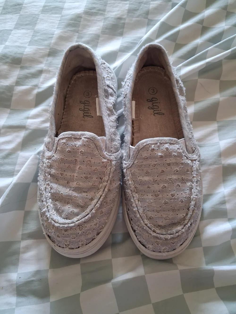 gigil Light Blue Slip-On Sneakers with Metallic Dots
